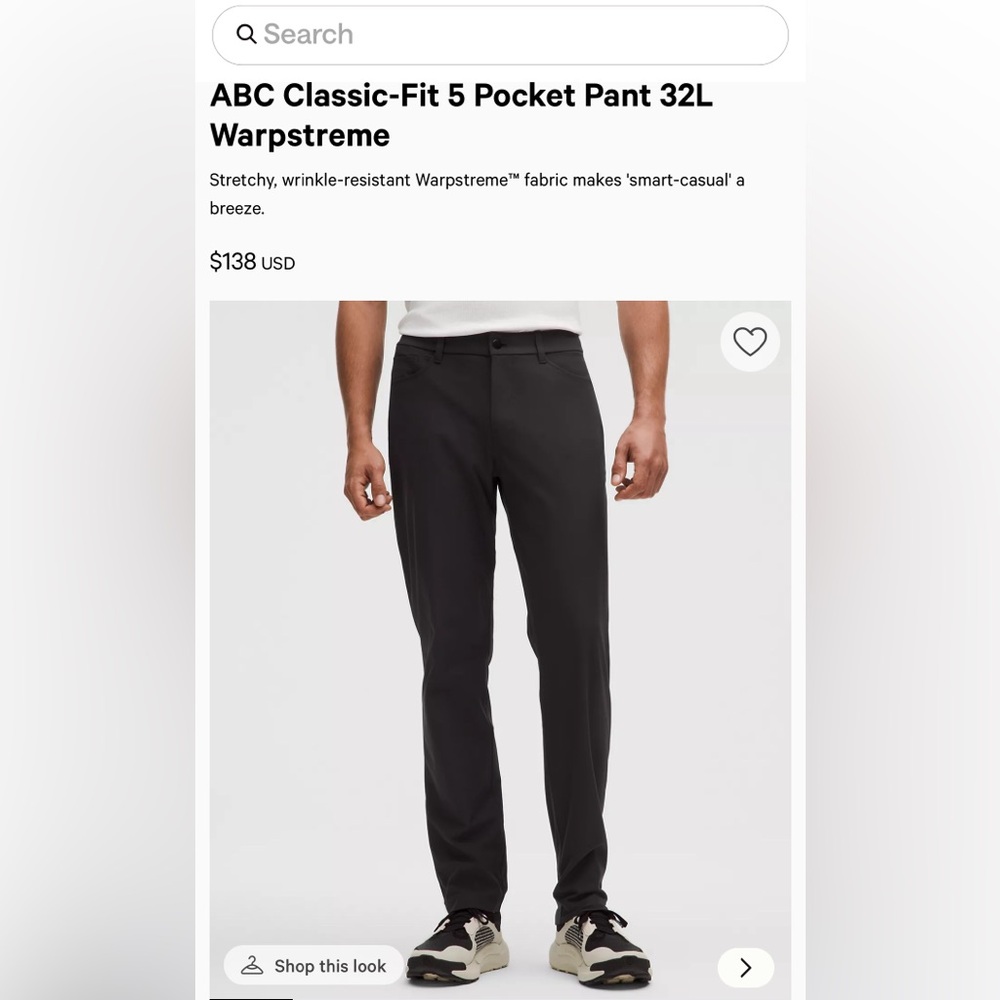 Lululemon ABC Classic Fit Pant (Black) Men’s - Picture 4 of 4